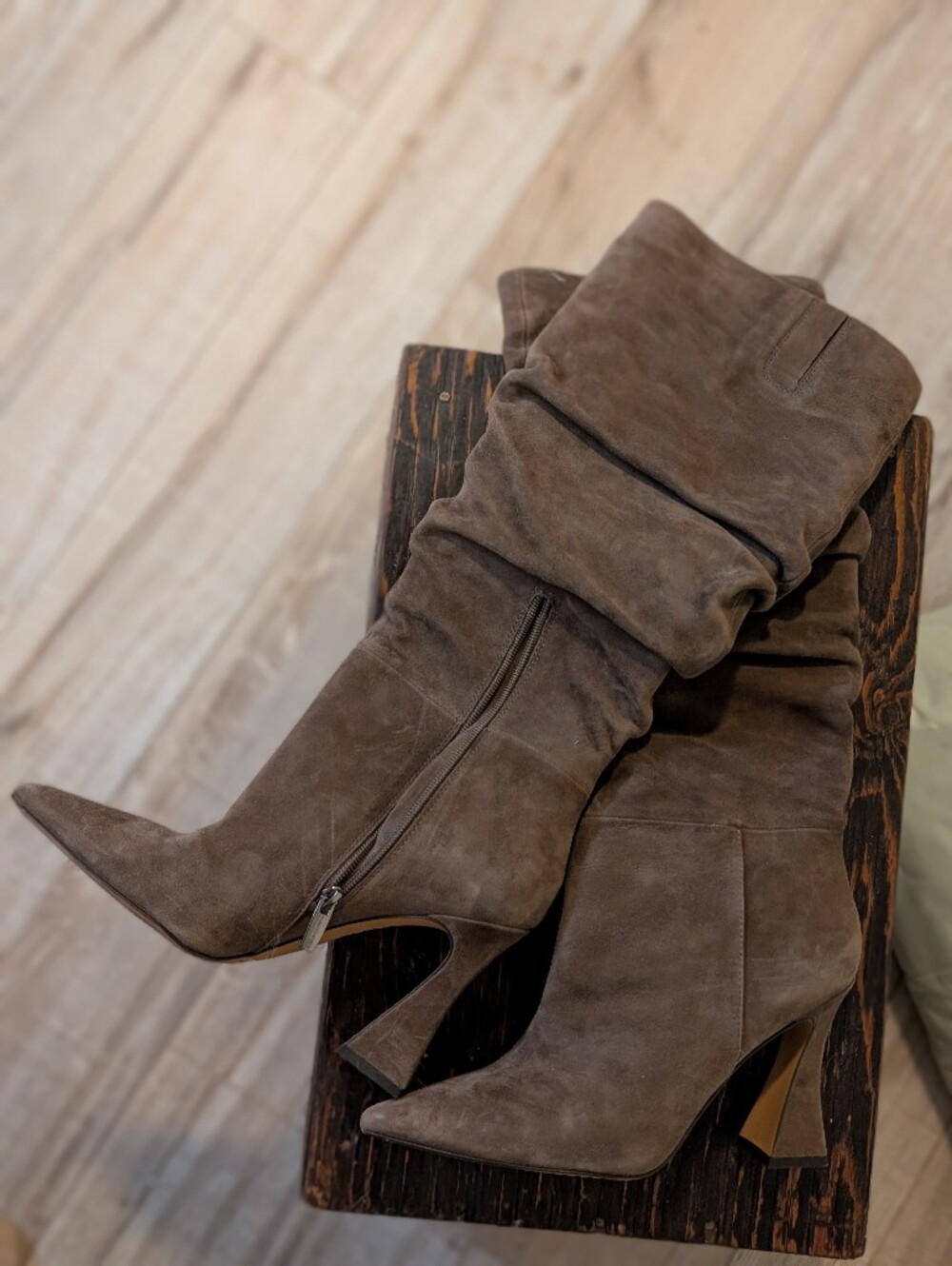 Vince Camuto Brown Suede Slouchy Knee-High Boots